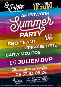 Affiche de l'événement Summer Party le 16 juin 2023 au restaurant le Pilote à Prouvy